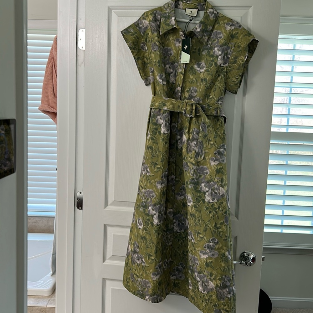 NWT Tuckernuck Chloe shirtdress size large in Green Gardens